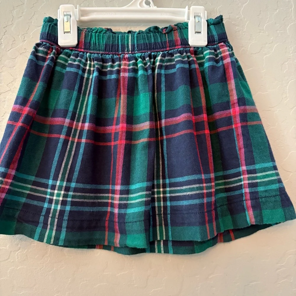 Gymboree green, blue, pink and red plaid print girls skirt size XS 4